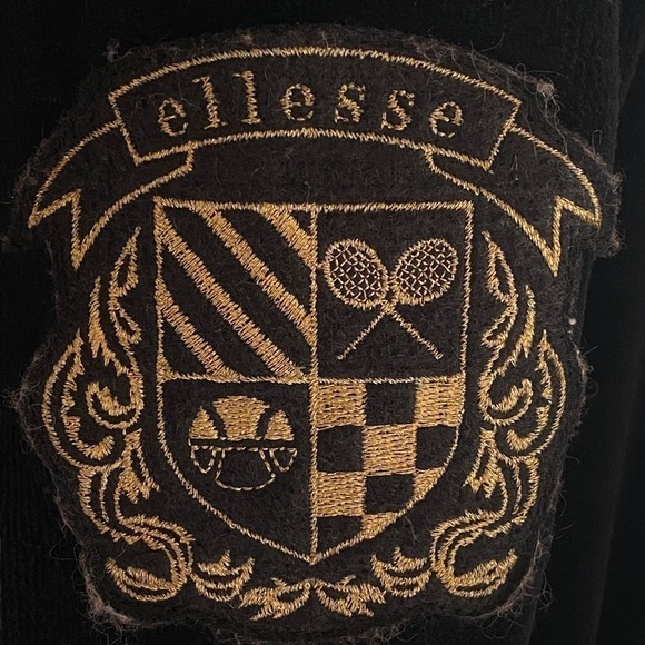 ELLESSE Vintage Romper Black Velour Long Sleeved Size Small Gothic - Picture 6 of 13